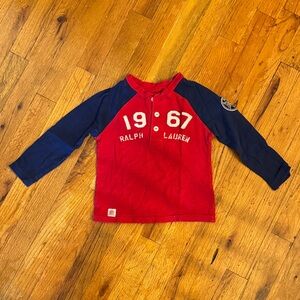 Ralph Lauren Kids Red and Navy Long Sleeve Tee